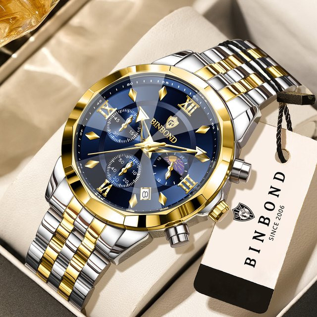 BINBOND Chronograph, Quarz, Edelstahl, Blau, Herren - Bild 1