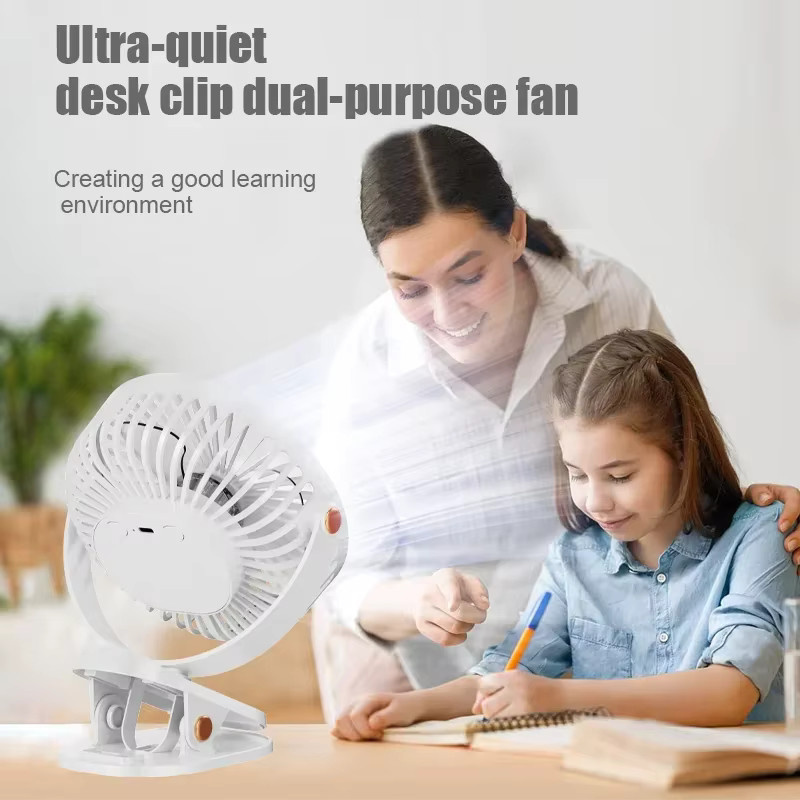JKUOO Clip-on-Ventilator Mini-Schreibtischventilator in Weiß mit 3 Geschwindigkeiten und verstellbarer Neigung - Bild 3