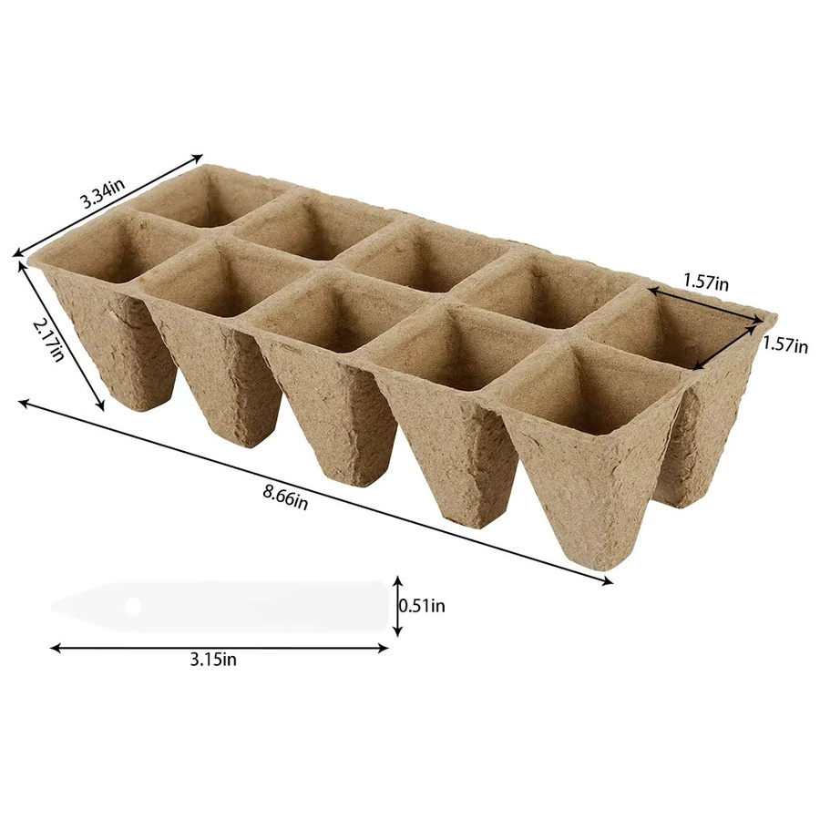 20 Stück biologisch abbaubare Sämling Start Tabletts mit 10 Löchern in Braun für die Bio-Keimung von Indoor-Pflanzen - Bild 3