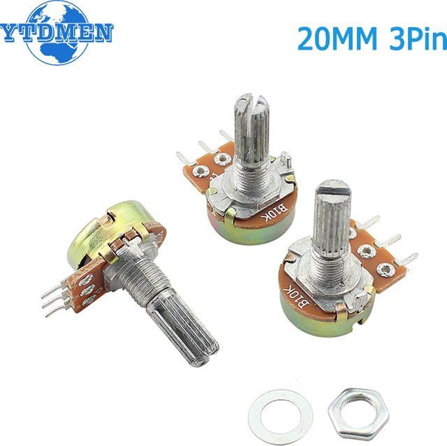 YTDMEN Linear Potentiometer Kit WH148 20mm 3-Pin mit Muttern und Unterlegscheiben, 5er Set - Bild 1