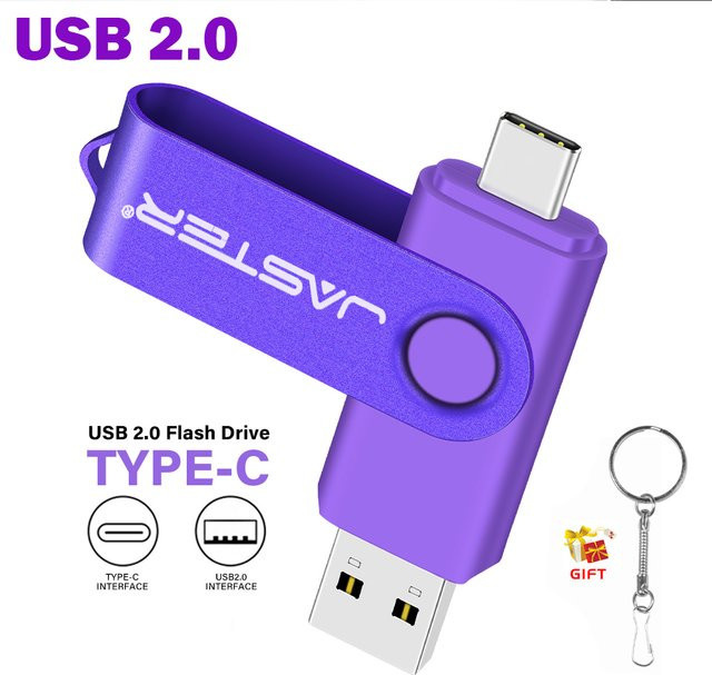 JASTER 2-in-1 USB-C OTG USB-Stick aus Metall in Blau oder Lila - Bild 1