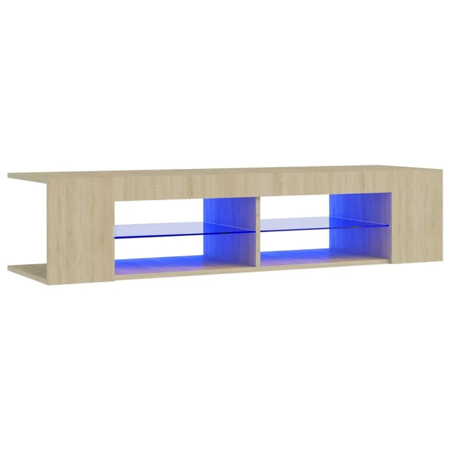 vidaXL TV-Schrank mit LED-Leuchten in Sonoma-Eiche, modern, B/T/H: 135 x 39 x 30 cm - Bild 2