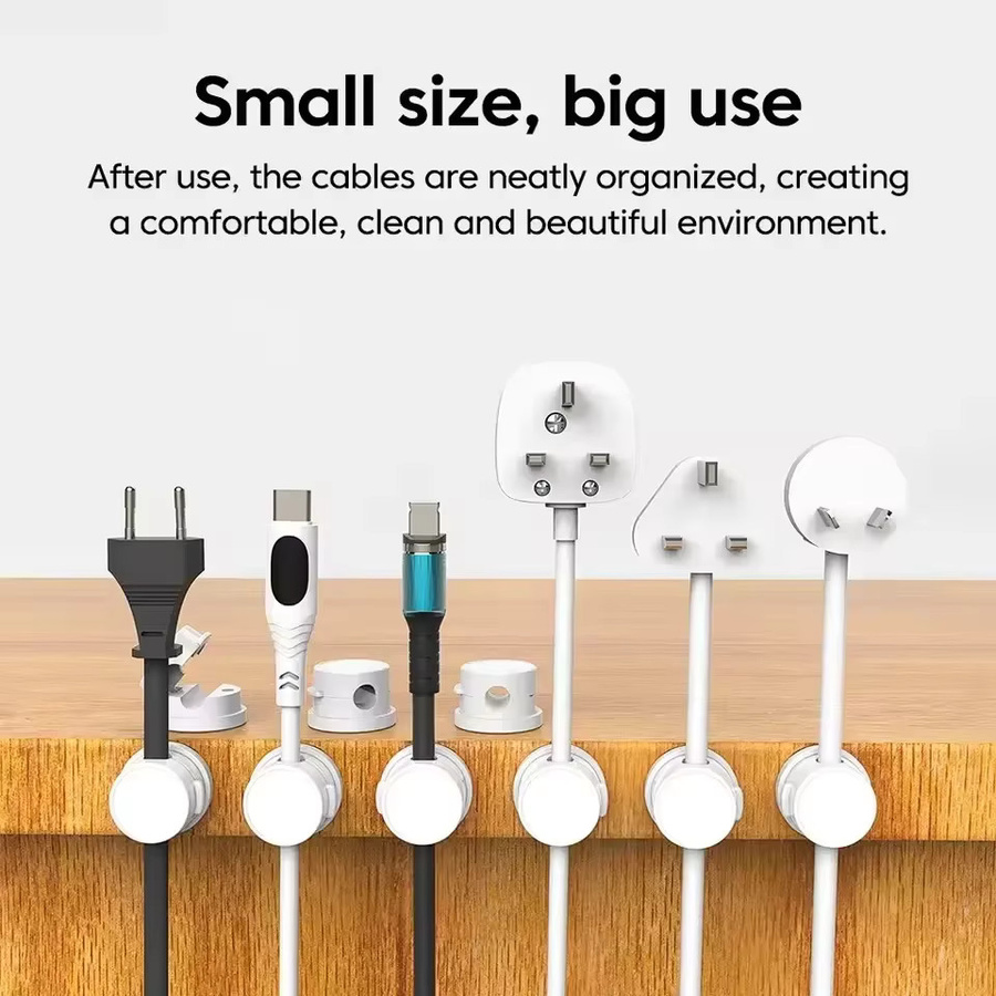 360 Grad drehbarer magnetischer Kabelclip in Weiß als selbstklebender Kabel-Organizer für dein Kabelmanagement im Zuhause oder Büro - Bild 1