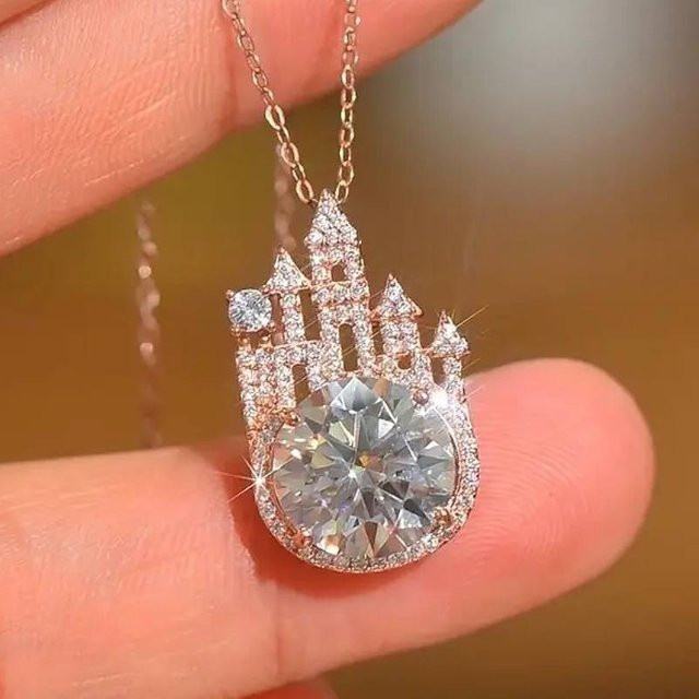 Huitan Trendy Halskette mit Anhänger, Rose Gold Farbe, CZ, Damen - Bild 1