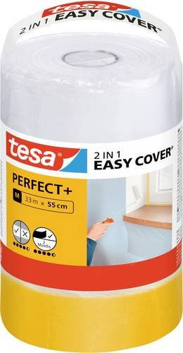 Tesa Easy Cover Perfect+ Abdeckfolie mit Kreppband, Gelb/Transparent, B: 55 cm, L: 33 m - Bild 1