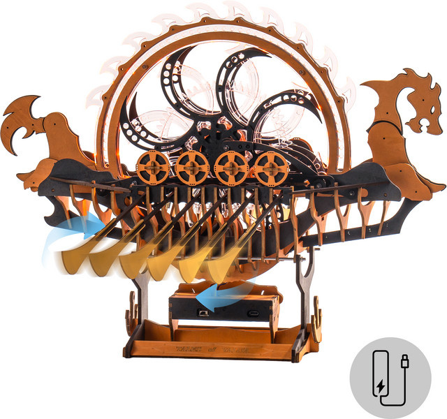 Robotime Rokr Wikingerschiff, 3D Holzpuzzle, Drachenboot-Spielzeug - Bild 1