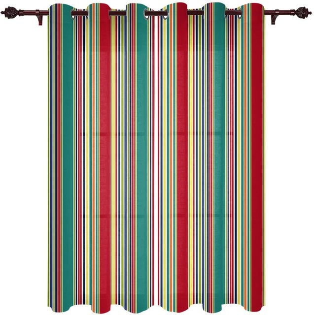 Super Six Moderne Fenster Vorhänge mit Gradienten Streifen, halbtransparent, Mehrfarbig, B: 135 cm, H: 160 cm, 2er Set - Bild 1