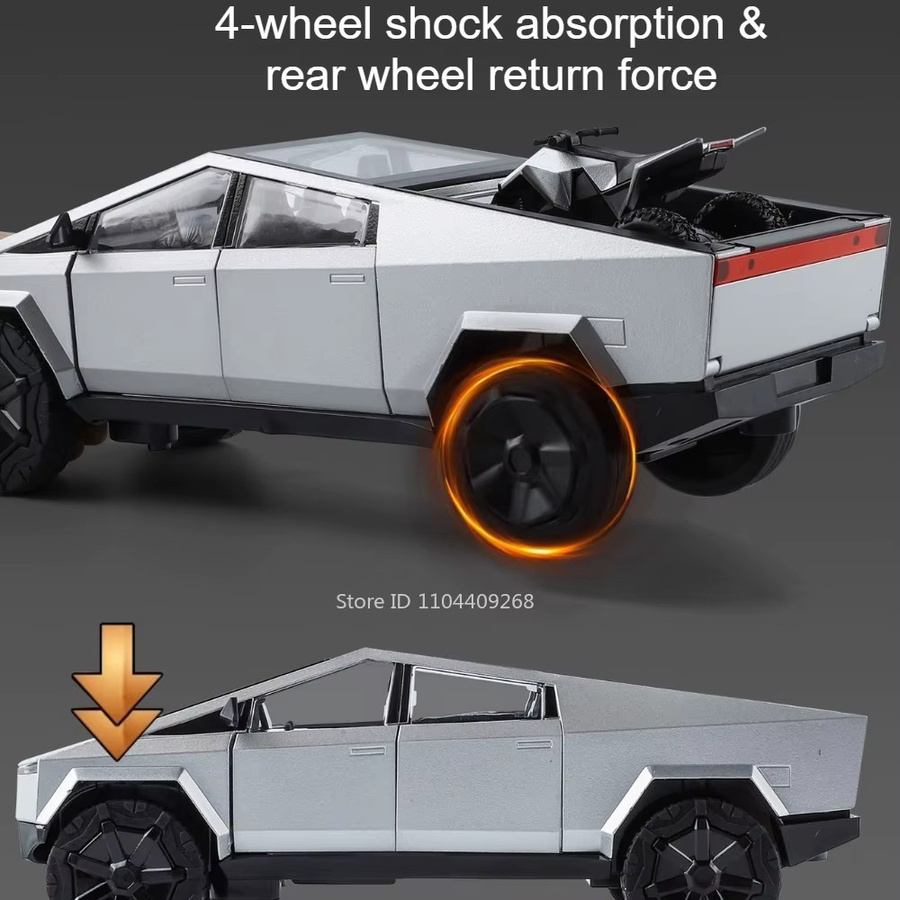 MAKEDA Pickup-Modellauto, ferngesteuert, Metall, 1:24, mit Musik und Licht - Bild 3