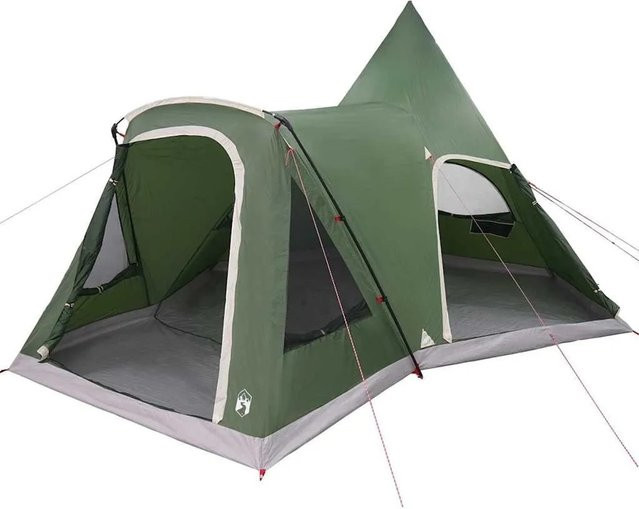 vidaXL Teepee Zelt mit Dach und Speicher in Grün, B/T/H: 545 x 450 x 295 cm - Bild 1