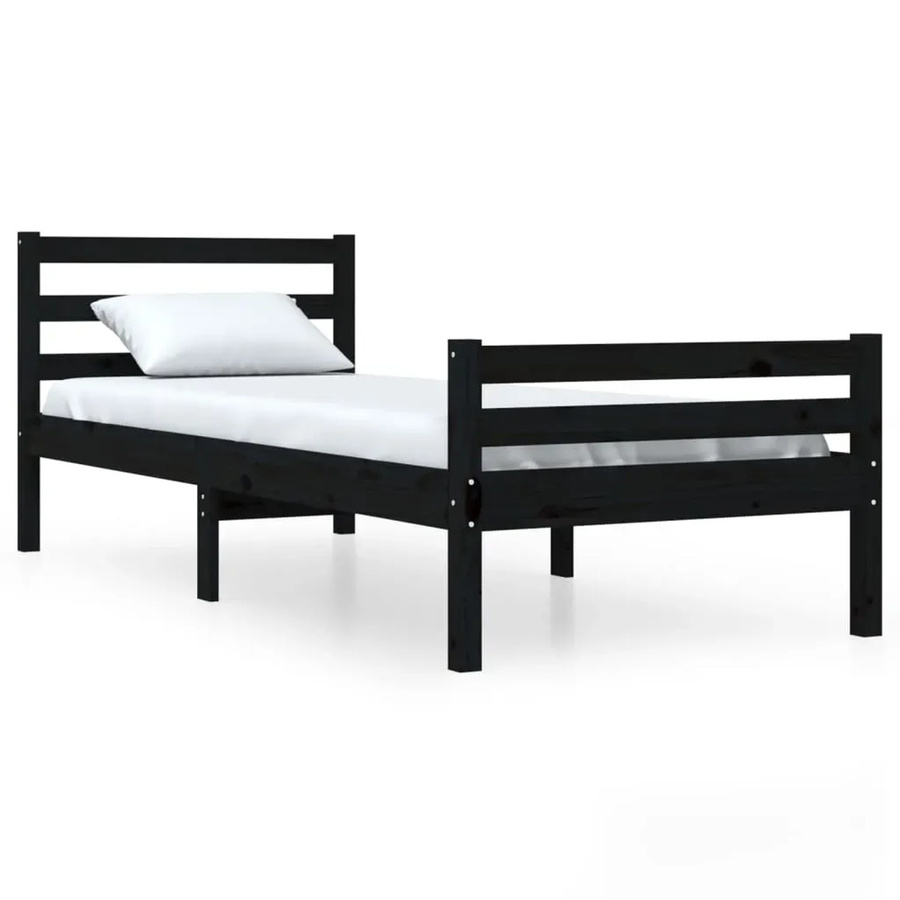 vidaXL Massivholzbett aus Kiefernholz in Schwarz, B/T: 100 x 200 cm - Bild 2