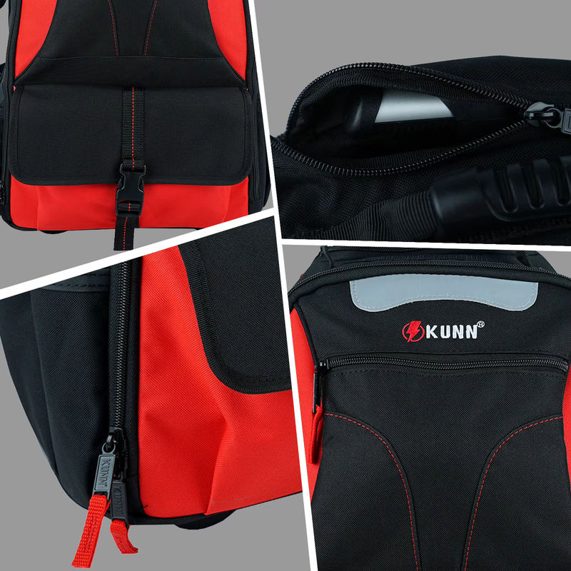 KUNN Roll-Werkzeugrucksack mit 37 Taschen und Rädern in Blau und Schwarz für Elektriker, Techniker und HVAC - Bild 5