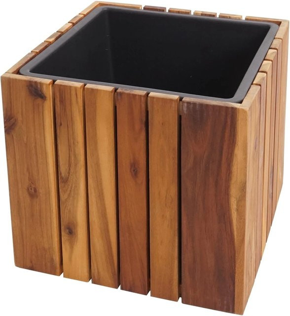 PROREGAL Pflanzkasten aus Akazienholz in Braun, Eckig für Outdoor und Garten, H x B x T: 32 x 32 x 32 cm - Bild 1