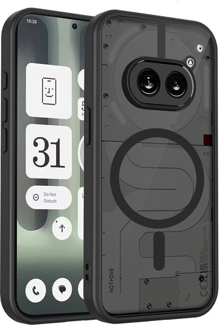 Stoßfeste matte Schutzhülle für Nothing Phone 2a mit magnetischem kabellosem Ladecase in Schwarz oder Transparent - Bild 1