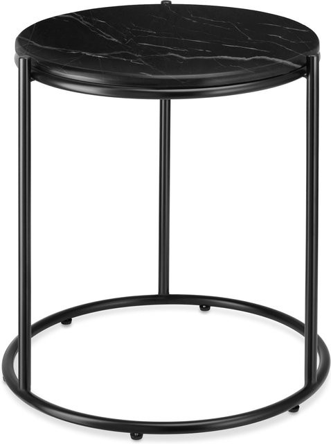 tectake Beistelltisch Ellsa mit Marmoroptik und schwarzem Stahlgestell B/T/H: 43 x 43 x 50,5 cm - Bild 1