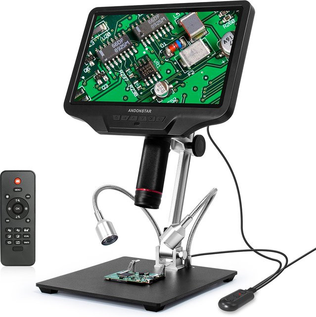 Andonstar AD409 HDMI-Digitalmikroskop mit 10,1 Zoll LCD-Bildschirm, 300X Vergrößerung, USB-Anschluss, Schwarz - Bild 1