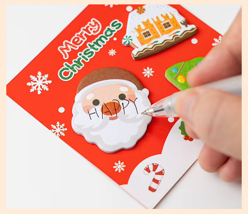 N-Time Weihnachts-Haftnotizen im Cartoon-Stil, unregelmäßig geformte DIY-Memo-Aufkleber, mehrfarbig - Bild 3