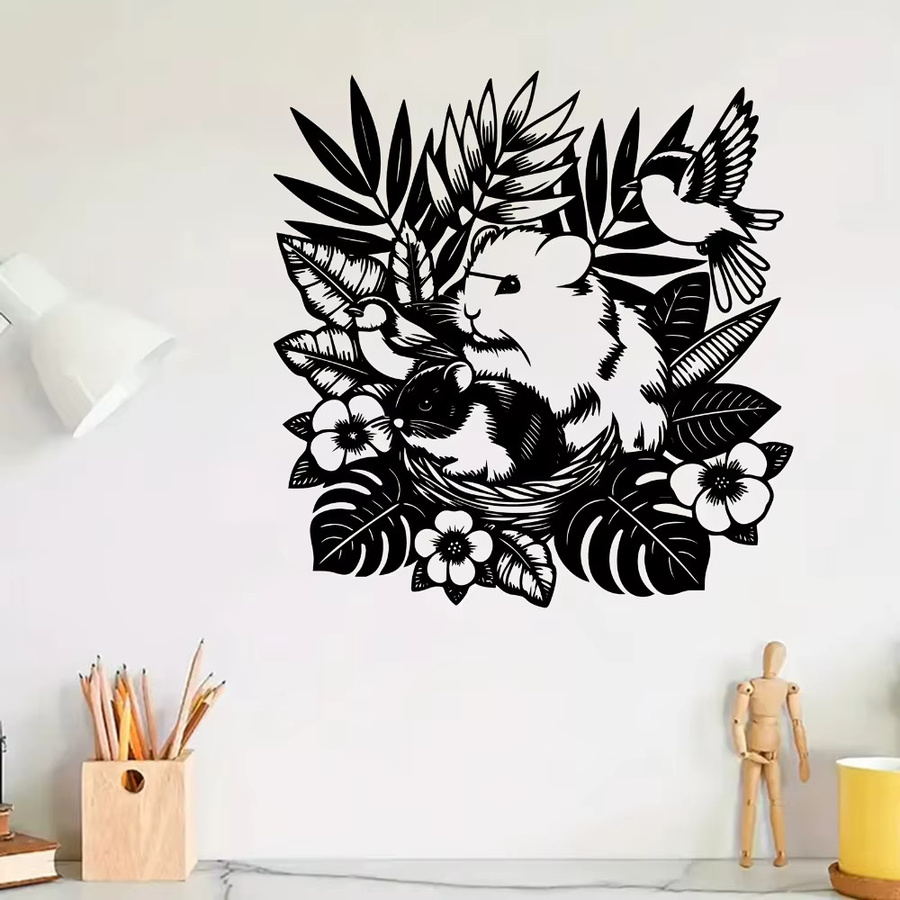 CIFBUY Wandkunst Meerschweinchen aus Metall in Schwarz als Gartendekoration - Bild 2