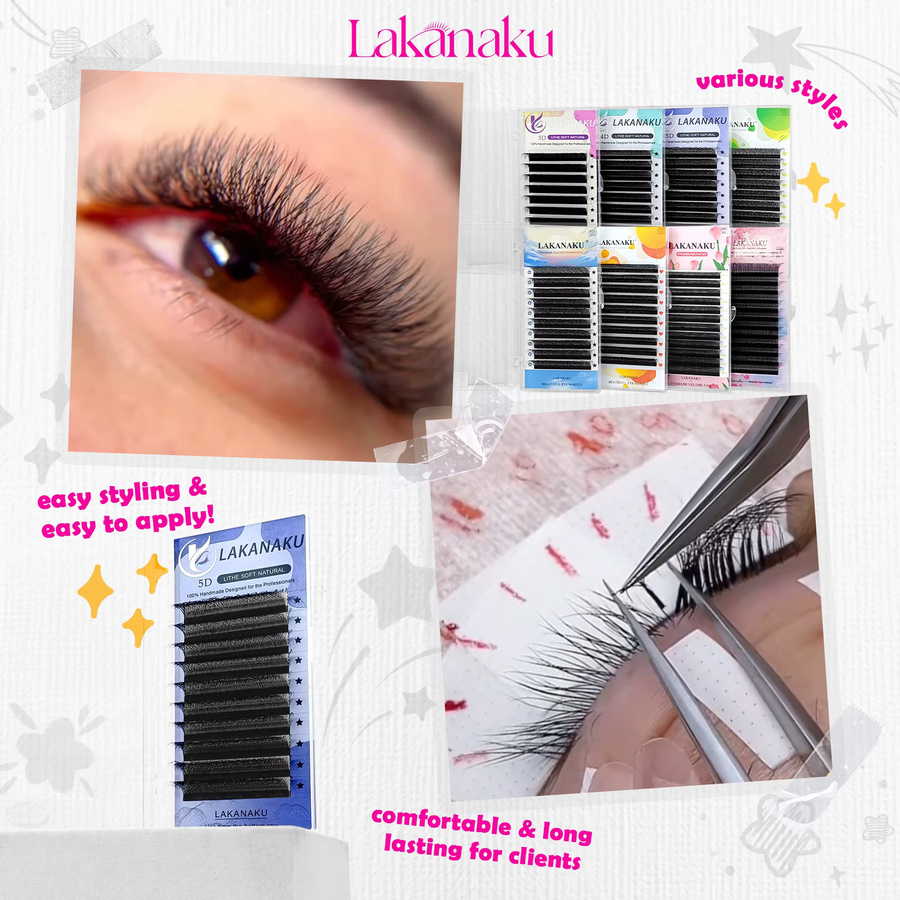 LAKANAKU W Style Flower Lash Wimpernverlängerung, Natürlich - Bild 4