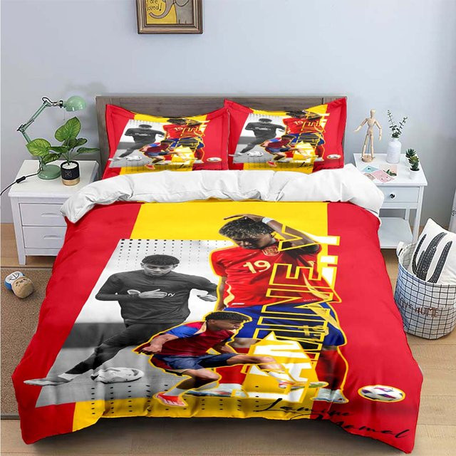 Gu Tao Bettwäsche-Set Spanien Fußball Lamine Yamal, Rot, B/H: 180 x 210 cm - Bild 1