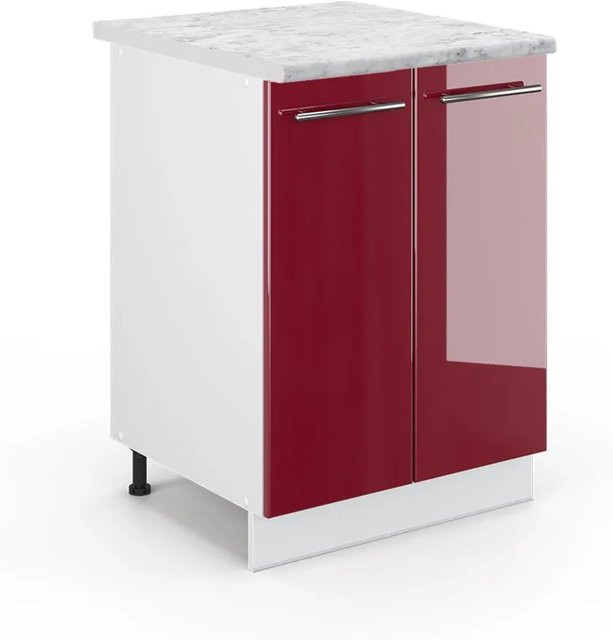 Vicco Küchenunterschrank Fame-Line Bordeaux Hochglanz Weiß B: 60 cm, T: 29,03 cm, H: 82 cm - Bild 1