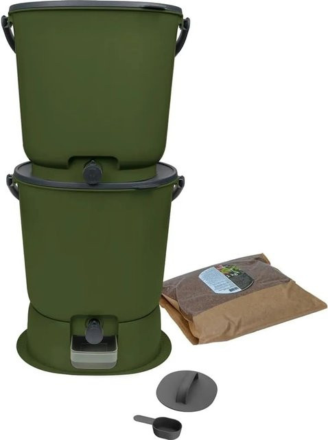 Skaza Bokashi Essential Biomülleimer 2er Set Olivegrün - Bild 1
