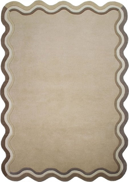 Wollteppich WINCH von Kadima Design in Natur/Beige mit Hoch-Tief-Effekt und Zierlinien, B: 200 cm, T: 290 cm - Bild 1