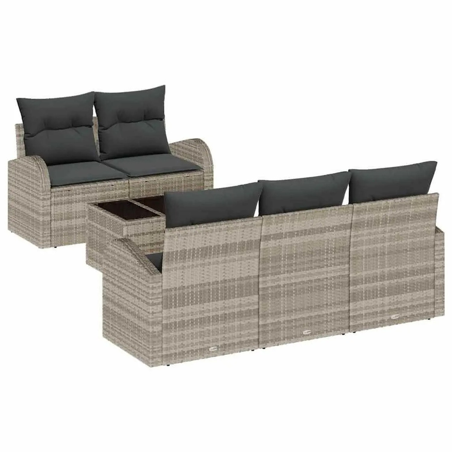 vidaXL Garten-Sofa-Set 6-teilig mit Kissen und Couchtisch in Grau, L-Form mit UV-beständigem Polster und Metallgestell - Bild 2