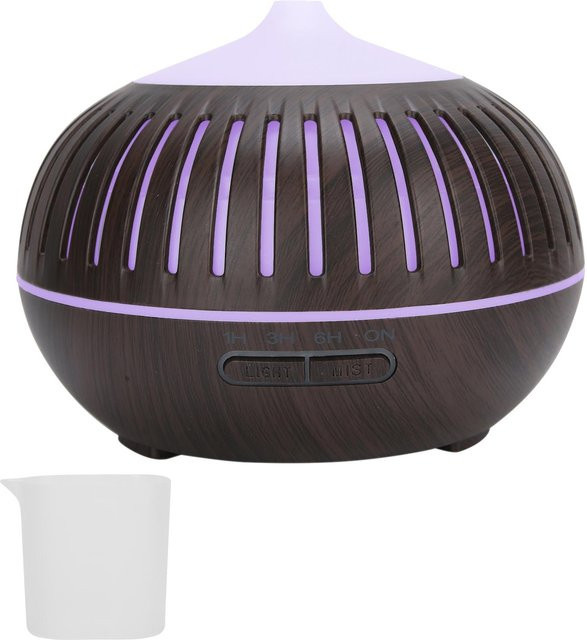 OutsideWorld Aroma-Diffusor mit Nachtlicht und Holzmaserung in Schwarz und Braun - Bild 1