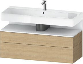 Duravit Waschtischunterschrank Qatego Wandhängend in Weiß und Braun, B/T/H: 119 x 47 x 59 cm - Bild 1
