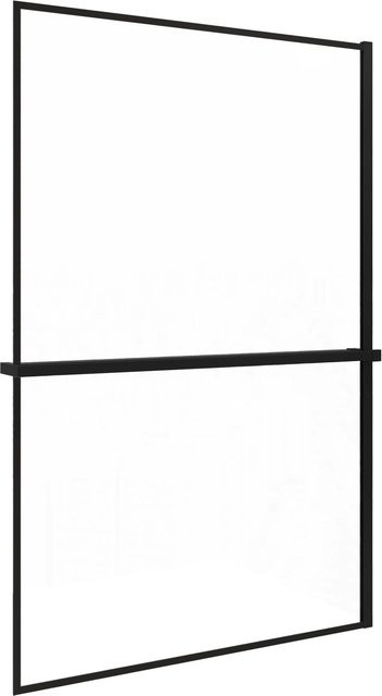 AICA Walk In Duschwand mit Duschregal und Handtuchhalter, Schwarz, B: 100 cm, H: 200 cm, 8mm NANO Glass, Transparent - Bild 1