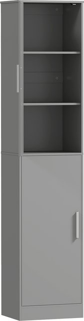 Aosom Badezimmerschrank als schmale Säule mit 2 Türen und 4 verstellbaren Regalböden in Grau, B/T/H: 40 x 35 x 180 cm - Bild 1