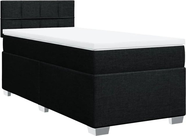 vidaXL Boxspringbett Hybrid mit Matratze und Taschenfederkern in Schwarz, B/T/H: 100 x 200 x 100,5 cm - Bild 1