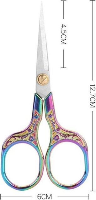 Vintage Schneiderschere aus Edelstahl in Bunt für Stoff und Stickerei, Länge: 12,7 cm - Bild 1