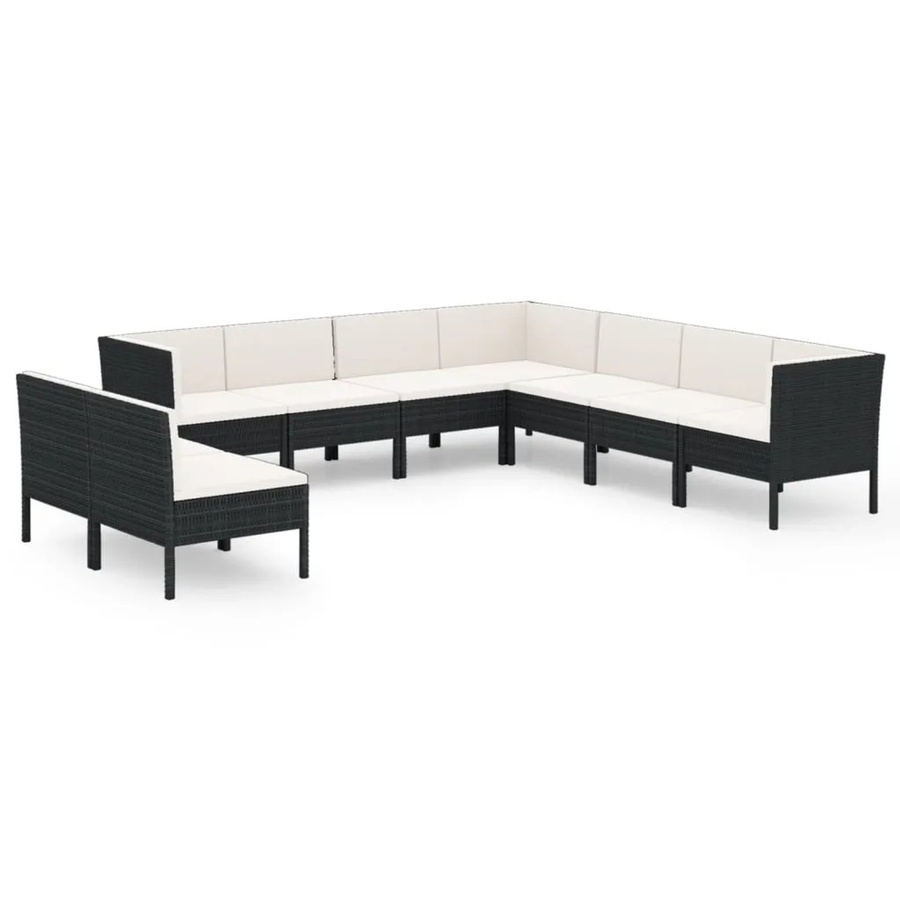 vidaXL 9-tlg Garten-Lounge-Set aus PE-Rattan in Schwarz mit Polsterung und Rückenkissen - Bild 2