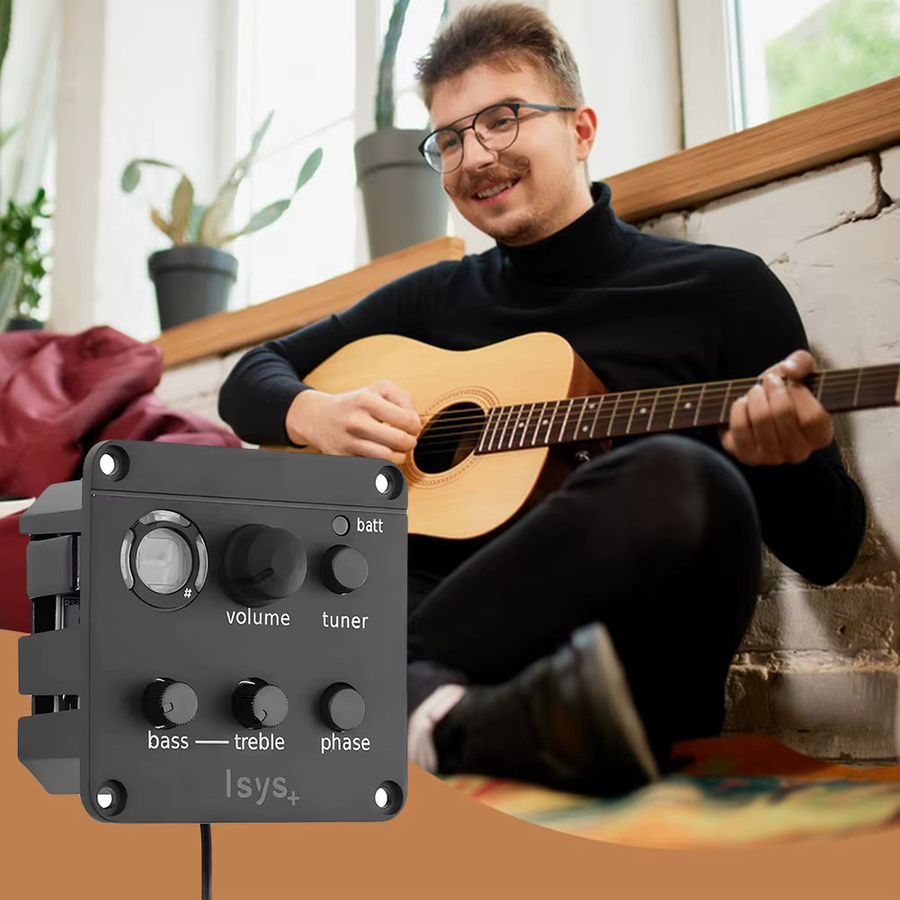 Fishman ISYS+ Akustikgitarren-Tonabnehmer mit integriertem Vorverstärkersystem und EQ-Tuner in Schwarz - Bild 3