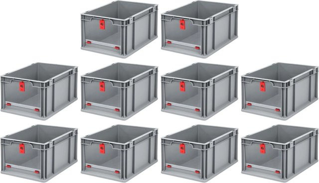 PROREGAL SparSet 10x Eurobox NextGen Insight Cover mit verstärkten Wänden, Rot, H x B x T: 22 x 30 x 40 cm, 20 Liter - Bild 1