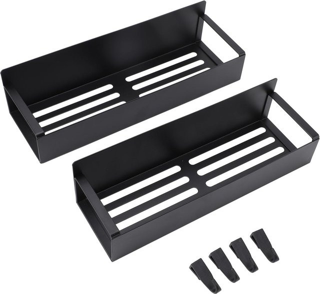 2er-Set Magnetisches Gewürzregal von CosyHome in Schwarz mit 4 abnehmbaren Haken aus Metall - Bild 1