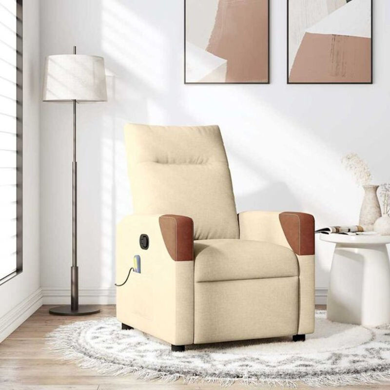 Vidaxl Massagesessel als moderner Fernsehsessel aus Stoff in Beige und Braun - Bild 1