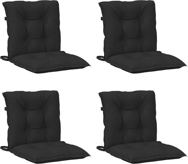 vidaXL Stuhlkissen Set für Niedriglehner, 4 Stück, Melange Schwarz, Polyester - Bild 1