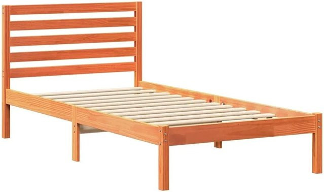 vidaXL Bettrahmen aus massivem Kiefernholz in Wachsbraun, B/T/H: 80 x 200 x 205,5 cm - Bild 1