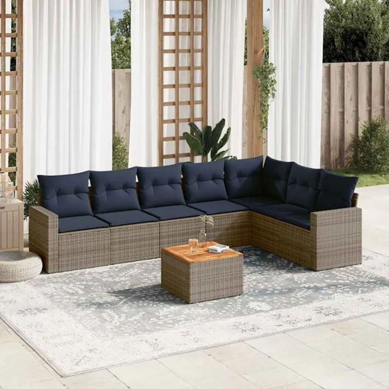 8-tlg. moderne Garten-Sofagarnitur aus Poly-Rattan mit Kissen in Grau von vidaxl - Bild 1