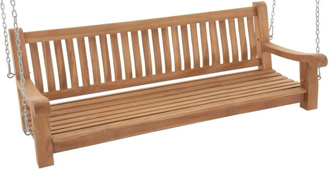 DELUKE MUVER Schaukelbank aus Teakholz in Braun, Hängebank für Garten und Veranda, B/T/H: 180 x 70 x 62 cm - Bild 1