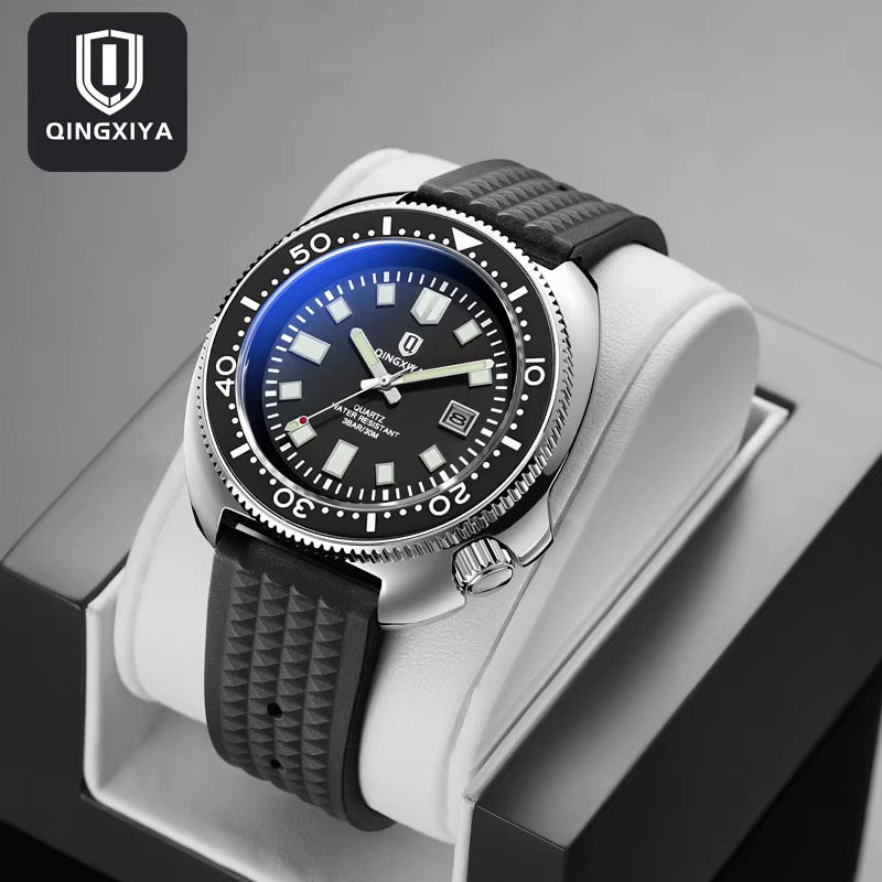 QINGXIYA Armbanduhr, Quarz, Silikon, Schwarz, Herren - Bild 2