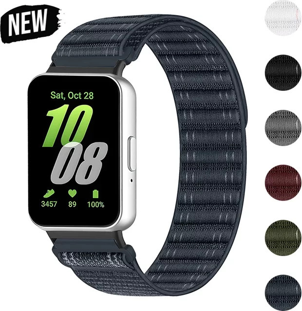 CAOWTAN Uhrenarmband Nylon, Schwarz, Unisex, Samsung Galaxy Fit 3 - Bild 1