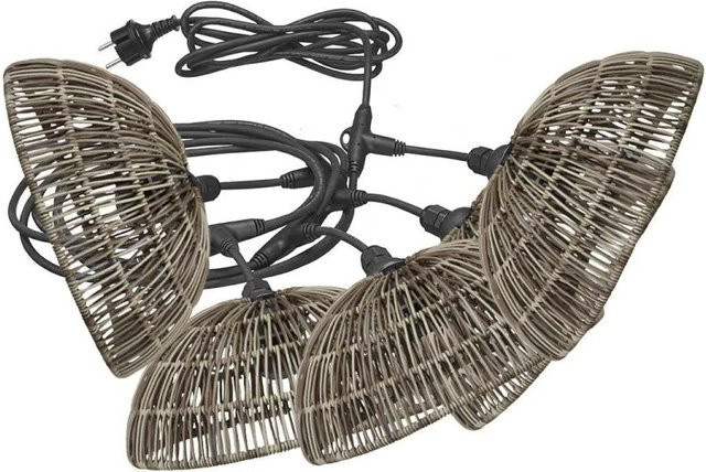 PR Home Hue Lichterkette aus Rattan in Grau und Braun, Boho Design, E27, IP44 wetterfest und erweiterbar - Bild 1