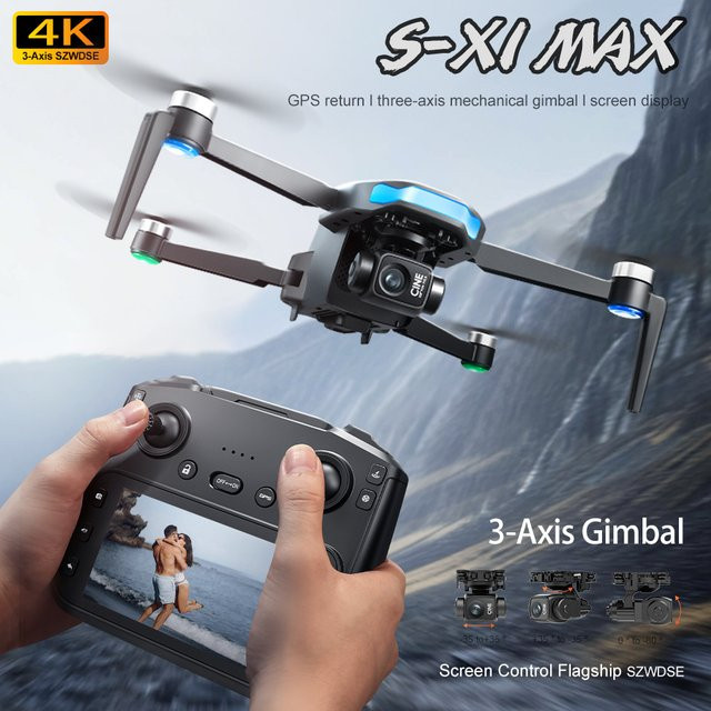 WDSZKMYF S-X1 MAX 4K Drohne, mit HD Kamera, 3-Achsen Gimbal, GPS, 5G WIFI, Schwarz - Bild 1