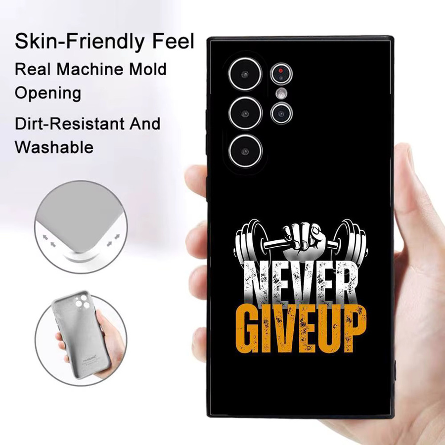 Give Never Up Frosted Soft Cover Handyhülle für Samsung Galaxy S25 S24 S23 S22 S21 S20 Ultra Plus in Schwarz - Bild 4