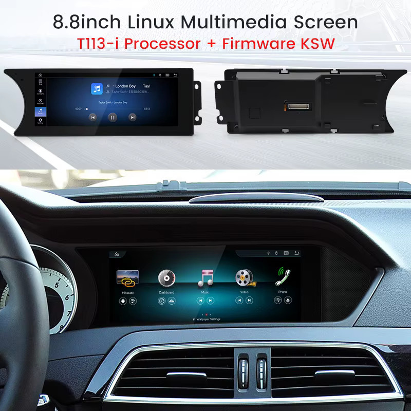 STWEI Multimedia-System für Mercedes Benz C-Klasse W204 S204 NTG4.5 mit 8,8-Zoll-Touchscreen, Linux-System, Wireless CarPlay und Android Auto, Schwarz - Bild 2