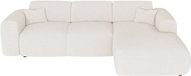 Maison Céphy Schlafsofa Pogni in Weiß mit Bouclé-Stoff, L-Form, Breite: 283 cm - Bild 1