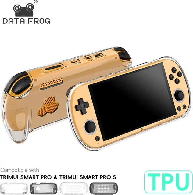 DATA FROG TPU-Schutzhülle für die Trimui Smart Pro S Konsole, transparent, stoßfest und vergilbungsfrei mit Griff - Bild 1